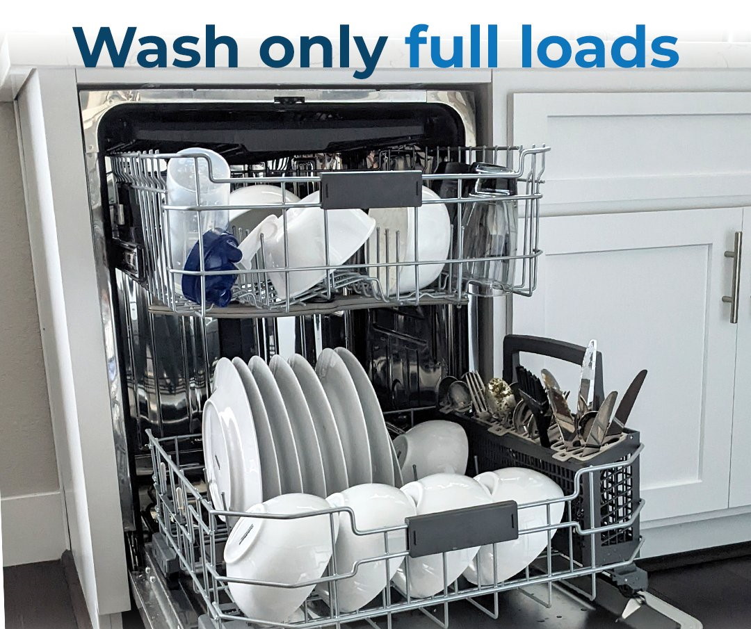 dishwasher, use it only to wash full loads